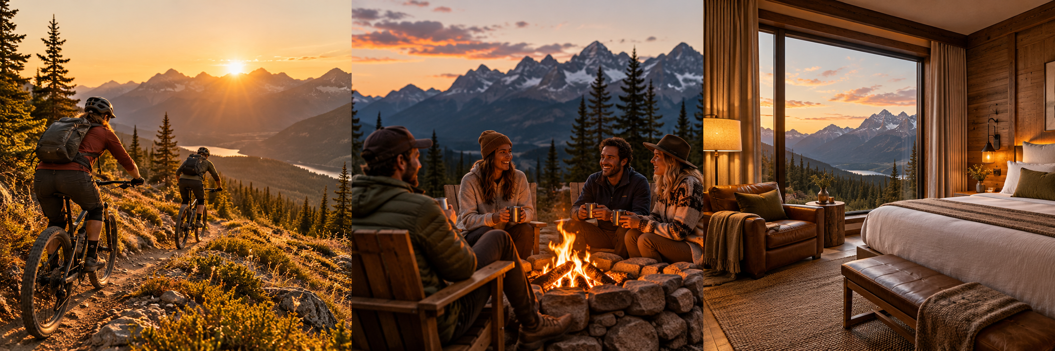 Concept imagery of outdoor adventure, gathering and recovery